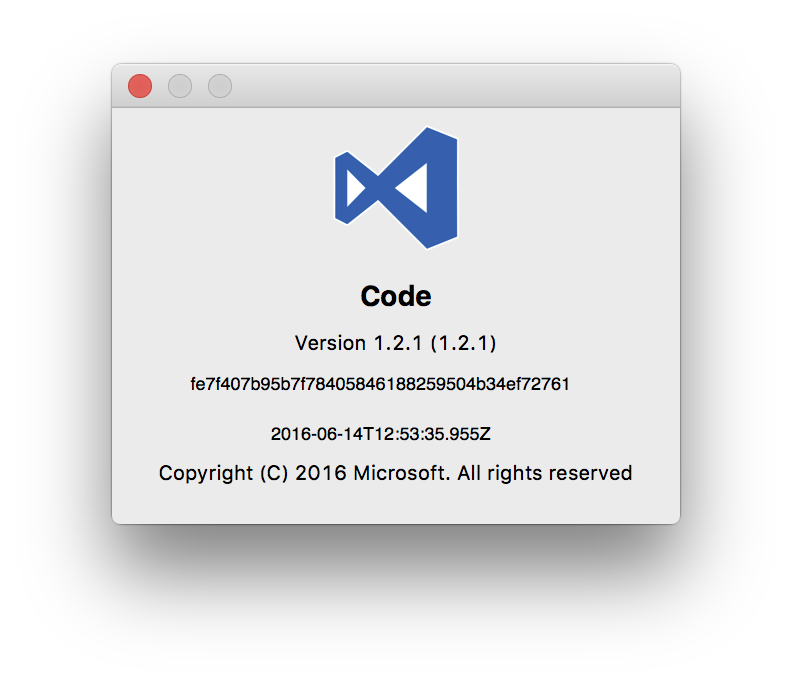 VS Code About Dialog