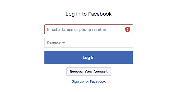 Facebook Login Prompt